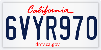 CA license plate 6VYR970