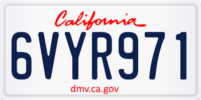CA license plate 6VYR971
