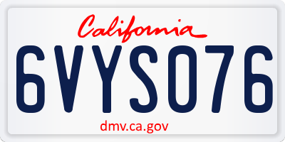 CA license plate 6VYS076