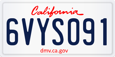 CA license plate 6VYS091