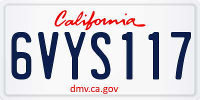 CA license plate 6VYS117