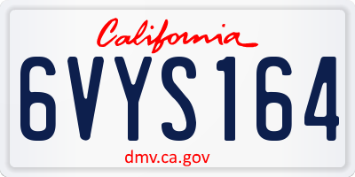 CA license plate 6VYS164