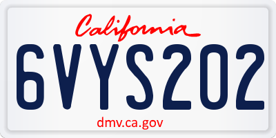CA license plate 6VYS202