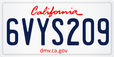 CA license plate 6VYS209