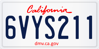 CA license plate 6VYS211