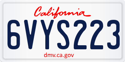 CA license plate 6VYS223