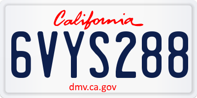 CA license plate 6VYS288