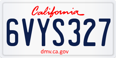 CA license plate 6VYS327