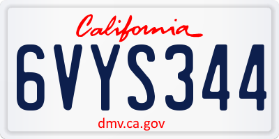 CA license plate 6VYS344