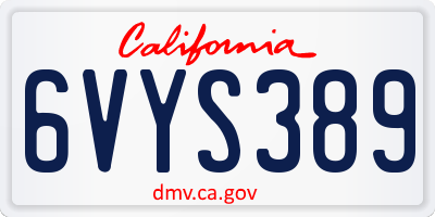 CA license plate 6VYS389