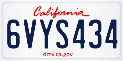 CA license plate 6VYS434