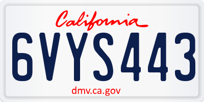 CA license plate 6VYS443