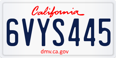 CA license plate 6VYS445