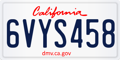 CA license plate 6VYS458