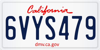 CA license plate 6VYS479