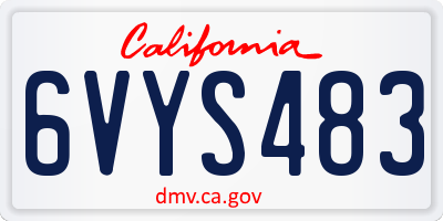 CA license plate 6VYS483