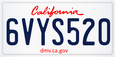 CA license plate 6VYS520