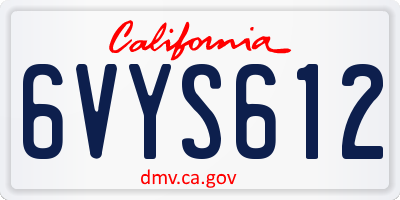 CA license plate 6VYS612