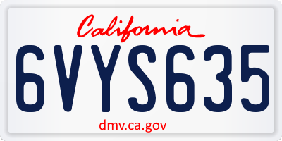 CA license plate 6VYS635