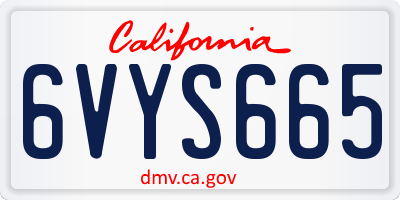 CA license plate 6VYS665