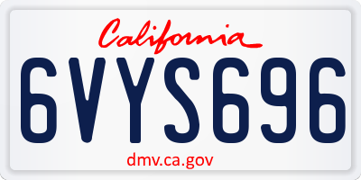 CA license plate 6VYS696