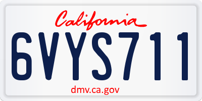 CA license plate 6VYS711