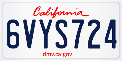 CA license plate 6VYS724