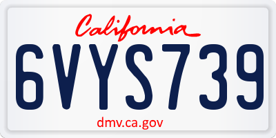CA license plate 6VYS739