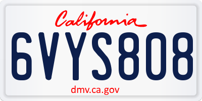 CA license plate 6VYS808