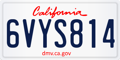 CA license plate 6VYS814
