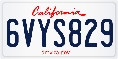 CA license plate 6VYS829