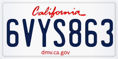 CA license plate 6VYS863