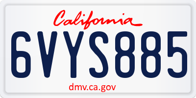 CA license plate 6VYS885