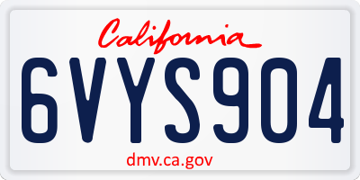 CA license plate 6VYS904