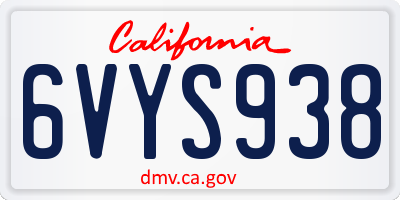 CA license plate 6VYS938