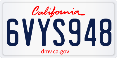 CA license plate 6VYS948