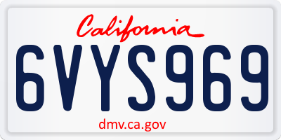 CA license plate 6VYS969
