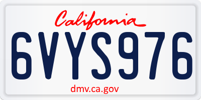 CA license plate 6VYS976