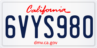 CA license plate 6VYS980