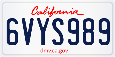 CA license plate 6VYS989