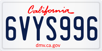 CA license plate 6VYS996
