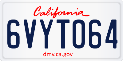 CA license plate 6VYT064