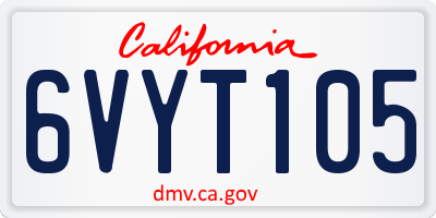 CA license plate 6VYT105