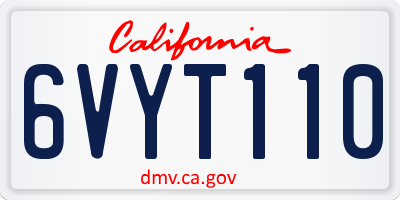 CA license plate 6VYT110