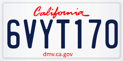 CA license plate 6VYT170