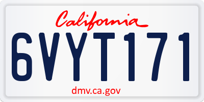 CA license plate 6VYT171