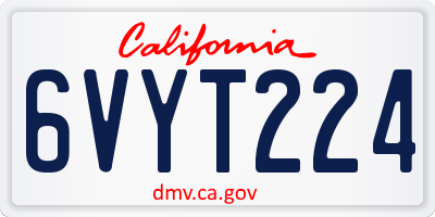 CA license plate 6VYT224