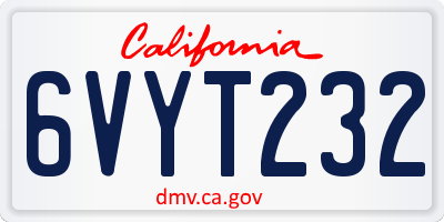 CA license plate 6VYT232