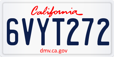 CA license plate 6VYT272