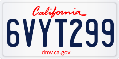 CA license plate 6VYT299